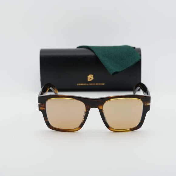 David Beckham DB 7000/S BOLD 0KVI Z0 Square Sunglasses - Brown/Blue Multilayer - Picture 3 of 11